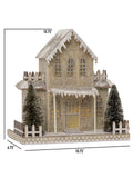 Vita Domi 10.75" Christmas Village Pinecone Lodge Lighted House Battery Operated 2 Assorted Set (VTD-RZ-4012512-2AS)