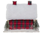 Vita Domi 11" Christmas Village Nutcracker Plaid Lighted Snow Top House With 2 Chimneys Battery Operated (VTD-RZ-3919140)