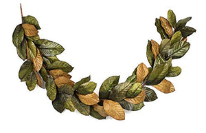 Vita Domi 6 Foot Magnolia Leaf Garland 2 Tone Brown Green