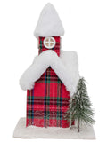 Vita Domi 14" Nutcracker Plaid Christmas Village Lighted Church With Trees with Snow Top Roof Battery Operated (VTD-RZ-3919141)