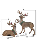 Vita Domi 20" Sitting And Standing Brown Deer With Wreath And Perched Cardinal Figurine Ornaments Set Of 2 (VTD-RZ-4001646)