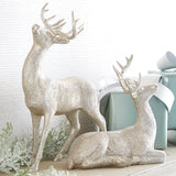 Vita Domi 13.5" Glittered Champagne Light Gold table top Deer Figurines - Set of 2