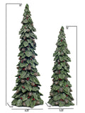 Vita Domi 19" To 15" Green Holly Pinecone Trees Christmas Holiday Collectible Holiday Christmas Figurine Table Top Ornaments Set Of 2 (VTD-RZ-3611093)