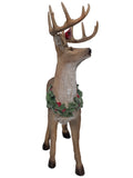 Vita Domi 20" Sitting And Standing Brown Deer With Wreath And Perched Cardinal Figurine Ornaments Set Of 2 (VTD-RZ-4001646)