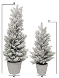 Vita Domi 18" To 13" Winter Snowy Pine Decorative HolidayTrees In Galvanized Pots Set Of 2 (VTD-RZ-3710362)