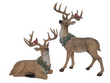 Vita Domi 20" Sitting And Standing Brown Deer With Wreath And Perched Cardinal Figurine Ornaments Set Of 2 (VTD-RZ-4001646)