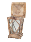 Vita Domi 22" Stained Look Light Brown Wood Glass Lantern Decorative Glass Lanterns Assorted Set of 2 (VTD-RZ-4018503)
