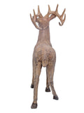 Vita Domi 21"" Beautiful 2 Assorted Antiqued Brown Standing Deer With Antlers Made With Stone Powder Table Top Holiday Christmas Collectible Figurine Ornaments