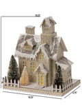 Vita Domi 10.75" Christmas Village Pinecone Lodge Lighted House Battery Operated 2 Assorted Set (VTD-RZ-4012512-2AS)