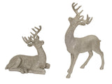 Vita Domi 13.5" Glittered Champagne Light Gold table top Deer Figurines - Set of 2