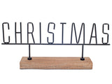 Vita Domi 20.75" Merry Christmas Metal Word Art with Wood Block Stands Farmhouse Christmas (VTD-RZ-4059128)