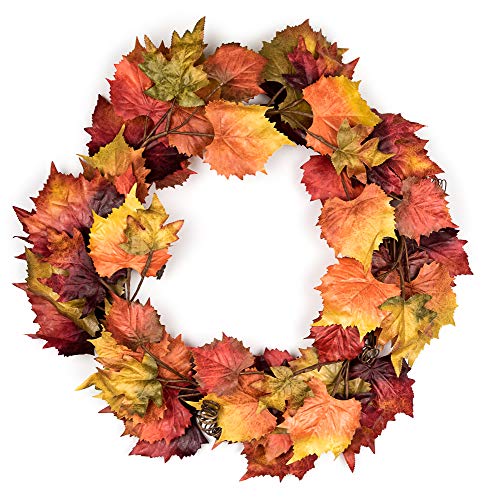 Vita Domi 30 inch Grape and Maple Leaf Fall Wreath Front Door Thanksgiving Wreath with Vibrant Autumn Colors